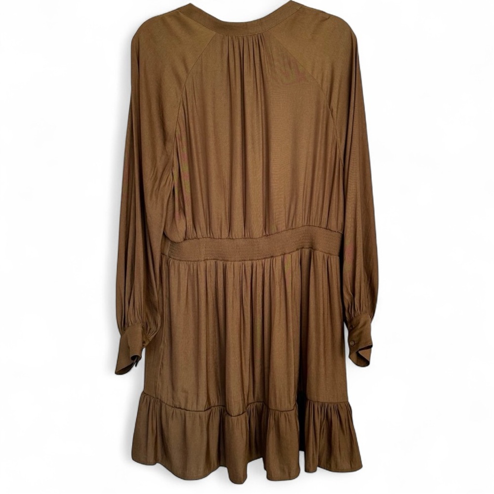 NWT Banana Republic Fit & Flare Tiered Dress Brown Long Sleeve Size 14 - Picture 8 of 13